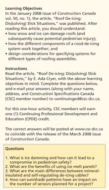 CSC Continuing Education Learning Objectives, Instructions, Questions