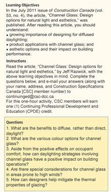 CSC Continuing Education Learning Objectives, Instructions, Questions