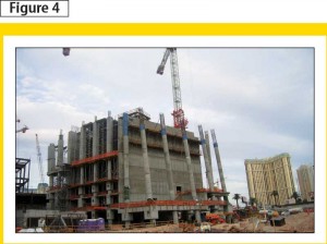 Construction of inclined lobby columns.