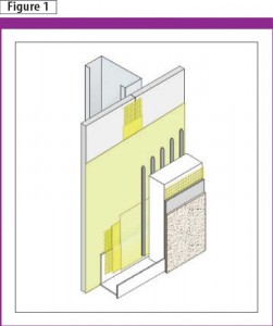 Some of the newer EIFS products incorporate a fluid-applied waterproofing membrane along with an air barrier directly applied to the sheathing behind the wallcovering.