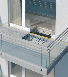 Illustration of balcony connection with structural thermal break.