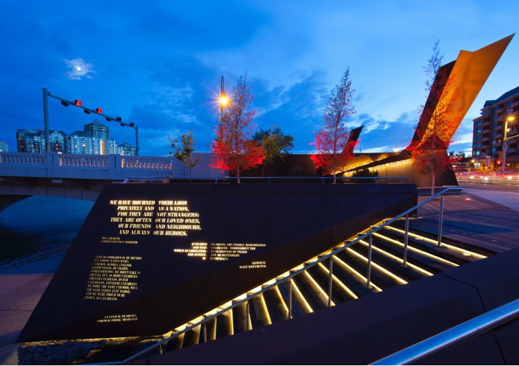 The Landscape of Memory: Poppy Plaza in Calgary, earned project team Dave Spencer, Stantec Consulting, and Marc Boutin of architectural collaborative a 2014 National Honour award from the Canadian Society of Landscape Architects (CSLA). Photo courtesy CSLA