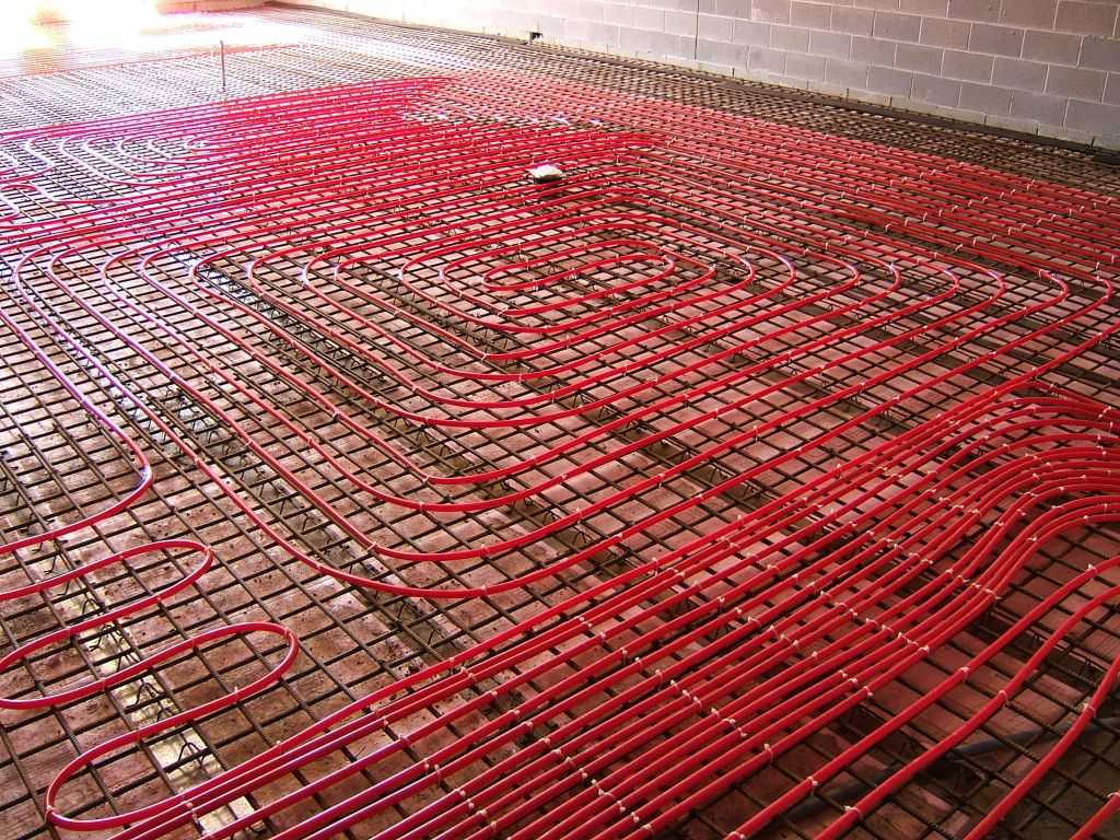 This photo shows the spiral network of piping before concrete installation. Photos courtesy Klimatrol