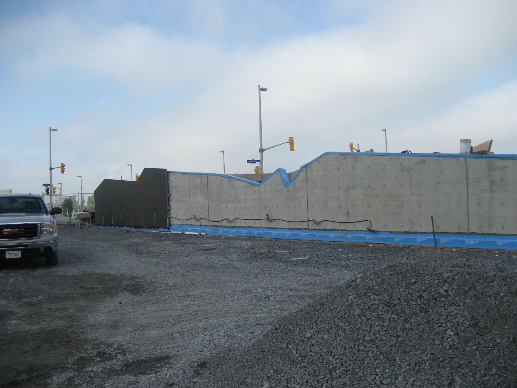 The stone panel installation at the Memorial Wall.