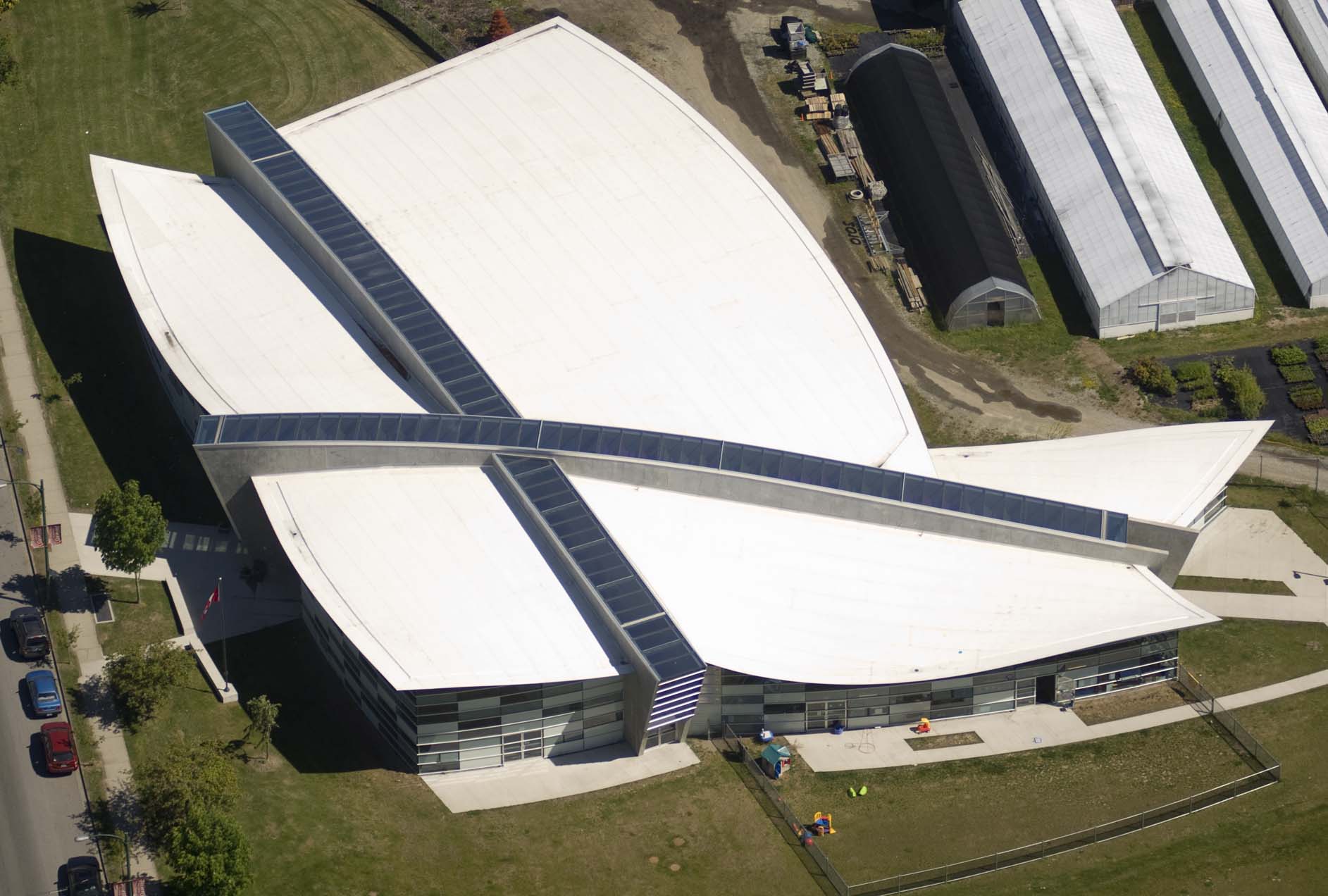 Most of the buildings used for housing, training, or events for the 2010 Winter Olympics in Vancouver were protected by singleply roofi ng—about 278,700 m2 (almost 3 million sf). Photo courtesy Carlisle SynTec