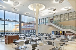 Glazing on the centre’s exterior allows natural daylight into the facility, reducing energy consumption. The hospital has earned Leadership in Energy and Environmental Design (LEED) Silver certification. 