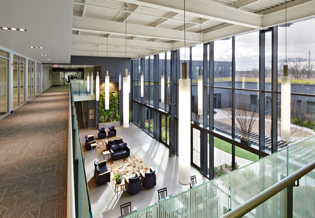 The project, which includes a living-wall atrium, has won numerous awards, including the Cambridge Chamber of Commerce’s Environment Award−Excellence in Energy Conservation and the Grand Valley Construction Association’s Building Award of Excellence for the ‘$10 to $20M institutional’ category.