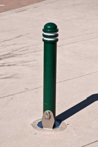 Removable or retractable bollards provide flexibility in access control.