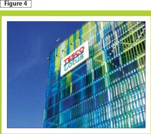 The blue-green vertical colour palate of the Harbor Mall façade was inspired by the movement of the waves in the nearby Gulf of Thailand.