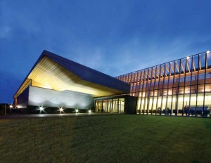 The mixed use of concrete, wood, and large windows provides an esthetically pleasing structural building for the Prince George Airport (also pictured on the cover). Wood brings warmth to the interior space and welcomes passengers arriving or departing. Photo courtesy McFarlane Green Architecture & Design