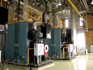 A heat recovery system was installed in 2004 on the boiler stacks to capture the heat from the waste flue gases. The system recovers 15 per cent of the heat lost from the central heating plant at Leclerc Institution in Laval, Québec. Photo courtesy Correctional Service of Canada