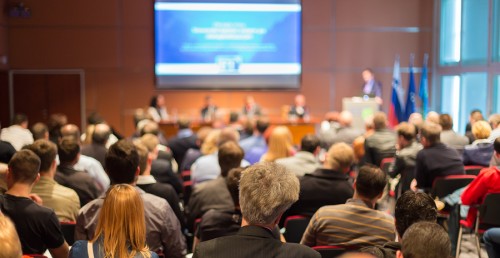 Business Conference and Presentation. Audience at the conference hall.