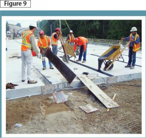 UHPC being placed into approach slab joints. Photo courtesy MTO