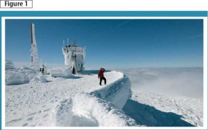 Physical testing of façade components for tall buildings in harsh high-altitude climates. Photo courtesy Mount Washington Observatory