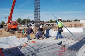 After the foundation is poured, steel reinforcement is prepared.