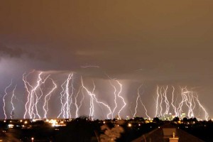 This time-lapse photo shows a front moving through downtown Calgary. Photo courtesy Larry McNish