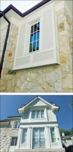 A boxed lookout with recessed trim. Cellular PVC offers an enduring esthetic for architectural finishes.