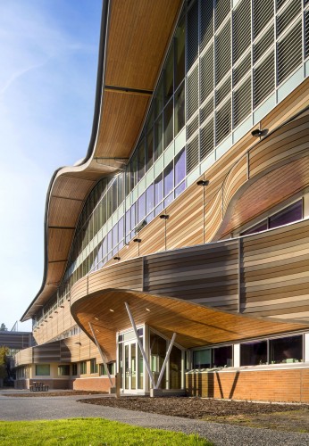 WoodWorks B.C. recently hosted the 2016 Wood Design Awards in British Columbia, recognizing projects from all over the province, Canada, and the world. Thompson Rivers University in Kamloops’ addition on the Old Main Building won the institutional award in the large project category. Photo courtesy WoodWorks B.C.]