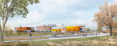 The Seneca College King Campus Expansion project is a 200,000 square foot facility that will provide new classrooms and amenity spaces to the campus in 2018. Photo courtesy CNW Group/Infrastructure Ontario