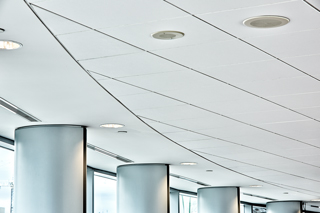 Ceiling selection can be an important component when considering strategies for noise control in open-plan offices. To learn more, and get a bigger picture of complementing sound masking systems, check out the new Construction Canada e-book. Photo © John Lynch of Bochsler Creative Solutions. Photo courtesy Rockfon