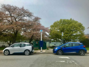 A curbside charging station at Kitsilano Beach Park in Vancouver. Photo courtesy Flo