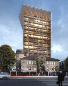 A 14-storey, mass timber and concrete hybrid building is to be constructed in the University of Toronto’s downtown campus. Image courtesy MJMA and Patkau Architects