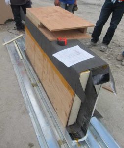 Example of roof parapet mockup being constructed onsite.