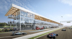 Rendering of a renovated Circuit Gilles-Villeneuve, a Formula One racing circuit in Montréal. Image courtesy Société du parc Jean-Drapeau