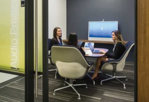 At the Cisco Headquarters in Toronto, employees can see their position on a map of the building and find the nearest empty meeting room, unoccupied desk, or colleagues.