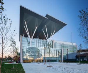 The Joyce Centre for Partnership and Innovation in Mohawk College, Hamilton, has employed several high-performance elements including solar panels, geothermal wells, and occupancy censor-controlled heating, cooling, and light-emitting diode (LED) lighting. Photo © Ema Peter