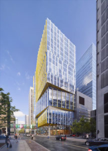 A rendering of the 22-storey Patient Support Centre (PSC) at the SickKids hospital campus in Toronto. Photo courtesy B+H Architects/SickKids