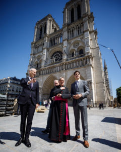 In a recent visit to Paris, Prime Minister Justin Trudeau offered Canadian steel and lumber to support the restoration efforts for the iconic Notre Dame cathedral. Photo courtesy CanadianPM Twitter