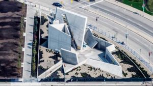 Winner of the Concrete Award for Architectural Hardscape, the National Holocaust Monument in Ottawa is comprised of six triangular concrete elements configured to create the points of a star. Photo courtesy Hanson Ready Mix