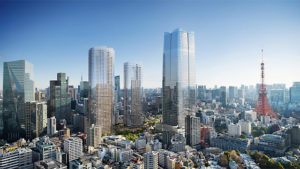 The Toranomon-Azabudai redevelopment project seeks to create a modern urban village in central Tokyo, Japan. Image courtesy Mori Building Co.