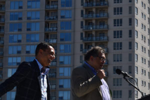 Strategic Group CEO Riaz Mamdani and Mayor Naheed Nenshi. Photo courtesy Strategic Group