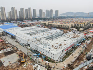 The new prefabricated coronavirus hospital in Wuhan, China, has been completed. Photo via China Xinhua News Twitter