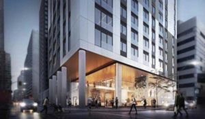 Updated rendering of the northeast corner of the 700 Bay Street project in downtown Toronto. Image courtesy the City of Toronto