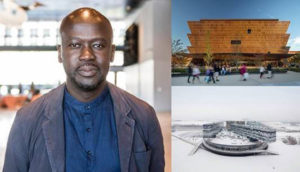 Sir David Adjaye has won the 2021 Royal Gold Medal for Architecture from the Royal Institute of British Architects (RIBA). Photos © Nick Fradkin (portrait), Nic Lehoux (Smithsonian National Museum for African American Arts and Culture, Washington), and Iwan Baan (Moscow School of Management)