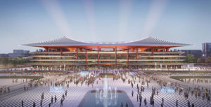 The Zaha Hadid Architects-designed Xi’an International Football Centre, China, will create a 60,000-seat stadium for national and international matches. Image courtesy Zaha Hadid Architects