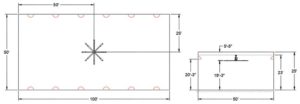 Figure 1: High-volume, low-speed (HVLS) fans should be spaced uniformly in the targeted area and equidistant from adjacent ultraviolet germicidal irradiation (UVGI) fixtures.