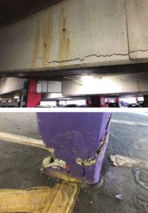 Figure 1: Typical concrete deterioration of a cast-in-place concrete parking structure.