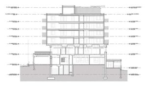 With the overall height of the fire hall building limited by zoning, it was necessary to minimize the structural depth of each floor. Image © Johnston Davidson Architecture