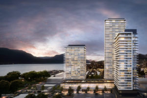 Water Street by the Park, a three-tower development in Kelowna, will feature the tallest building in the B.C. Interior. Rendering courtesy Orchard Park Properties