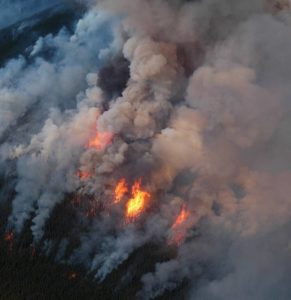 Aerial view: Alberta wildfire 