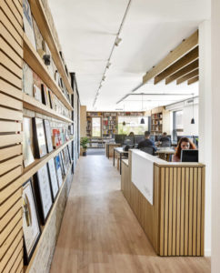 The interior of the office looking in from the entrance.