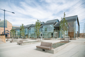 Belvedere Transit Centre, part of Edmonton’s transit update, used Type 2 special high-grade (SHG) zinc cladding and roofing with a 100-year lifespan. 