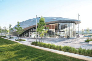 Architectural zinc was used to give Toronto’s Vaughan Metropolitan Centre Subway Station a futuristic look.