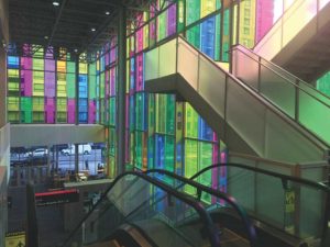 The use of coloured fenestration in Montreal Convention Centre. 