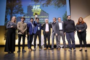 Award giving for 1925 Victoria Park Ave at the glonbal Holcim awards ceremony.