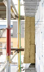 The 203 mm (8 in.) of exterior stone wool continuous insulation (ci) incorporated as part of the ventilated rainscreen strategy at the University of Victoria student housing and dining complex serves several Passive House and performance goals.